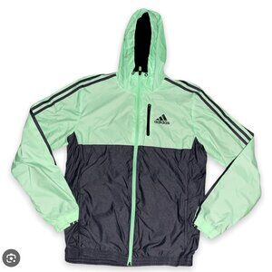 Adidas Men's Classic 3 Stripes Windbreaker Jacket Hoodie Green/Black Size M NWOT